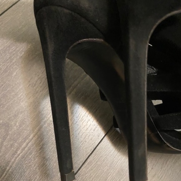 Saint Laurent Black Suede Gladiator Stiletto Heels Size 8.5 - Picture 11 of 12